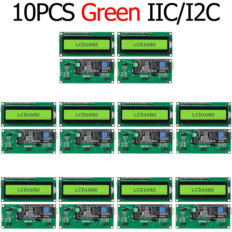 Variant: 10PCS-1602 Green I2C