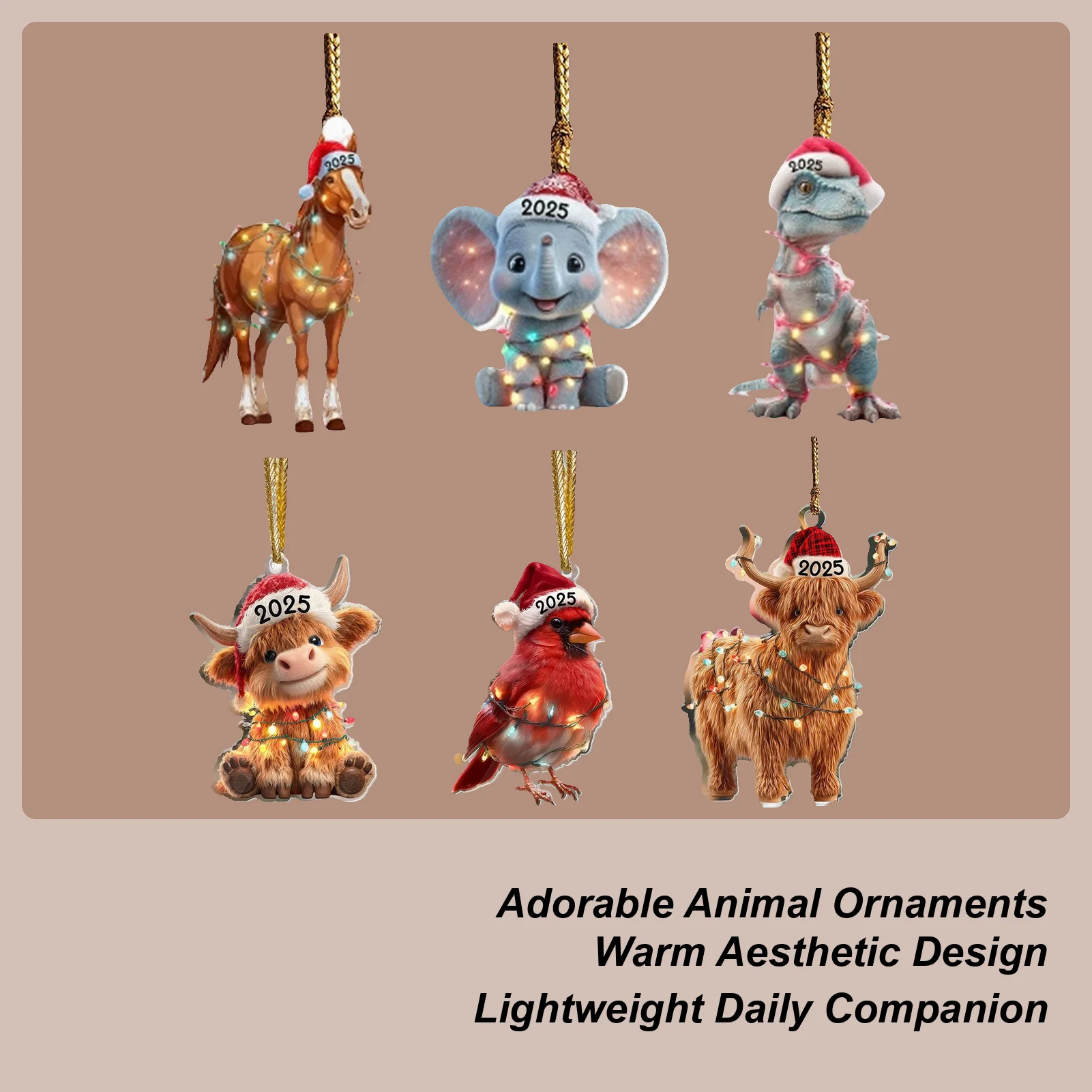 

Acrylic Animal Pendant Winter Holiday Hangable 2D Flat Acrylic Animal Figurine Ornament For Wall Living Room Mantel Door Bedroom