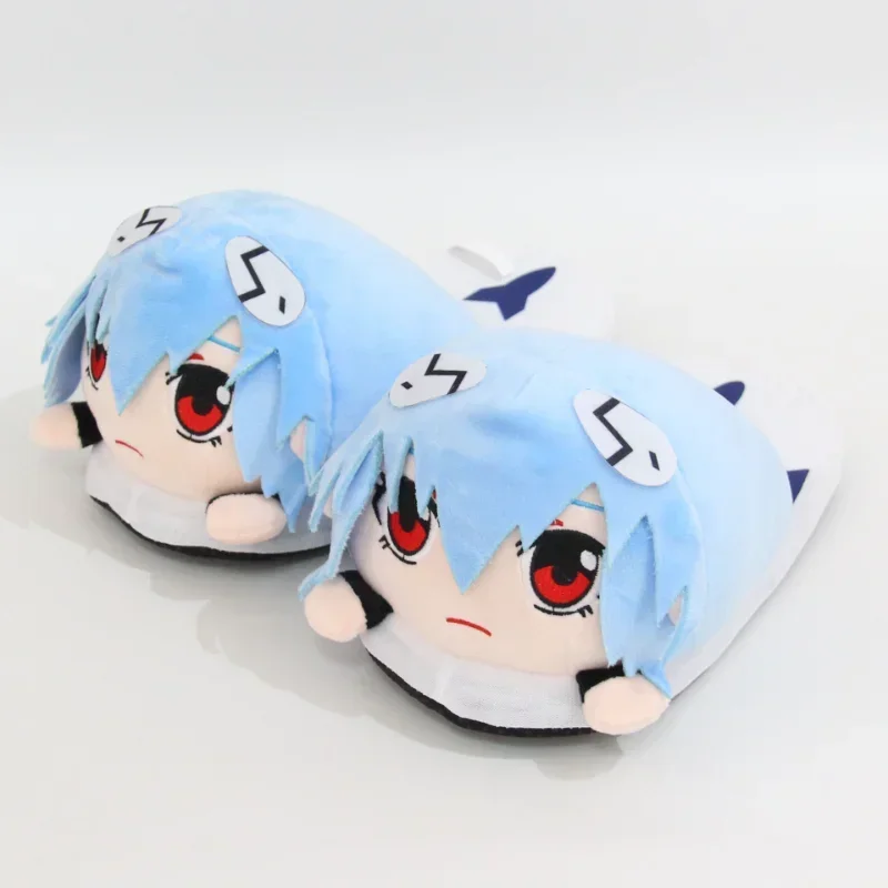 EVANGELION Rei Cotton Slippers Anime Plush Slippers for Men Women Cartoon Fluffy Shoes Home Indoor Slippers Winter Warm Shoes