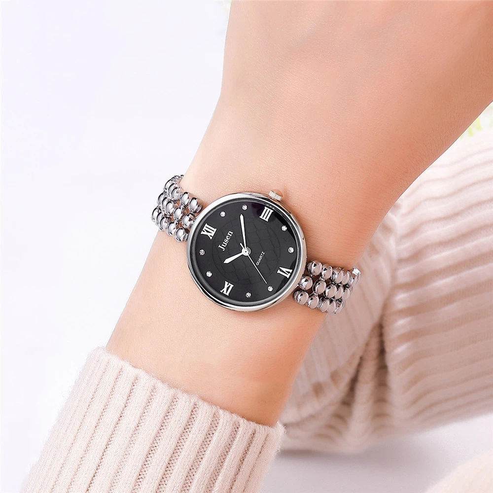 

luxury rhinestone quartz steel women bracelet watch
