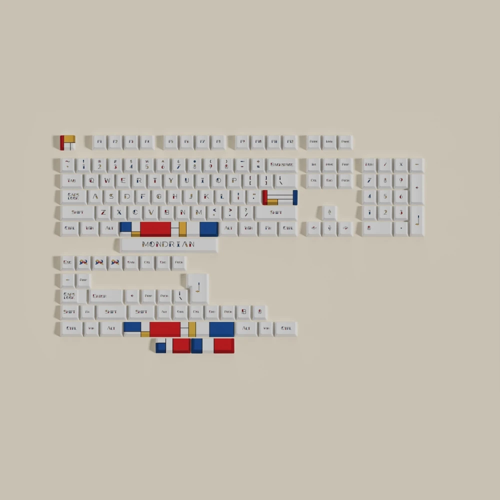 

1 Set Mondrian Keycaps PBT Dye Sublimation Key Caps Cherry Profile Keycap For 60% 65% 75% 80% 96 980 104 108 MX Switch Keyboards