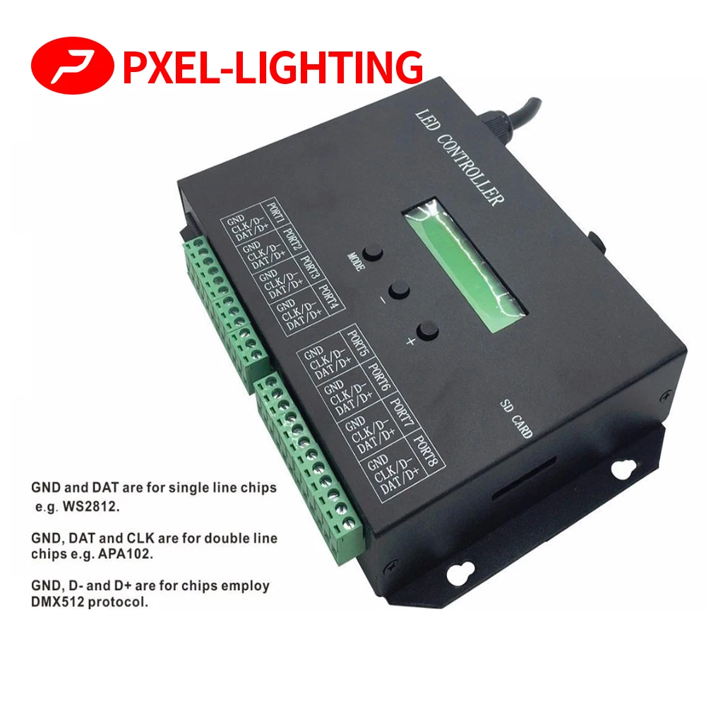 H807SA Artnet To SPI Pixel Controller DMX512 H803SA 8 Port 8192 Pixels Controller Madrix For WS2811 WS2812 Addressable Led Strip