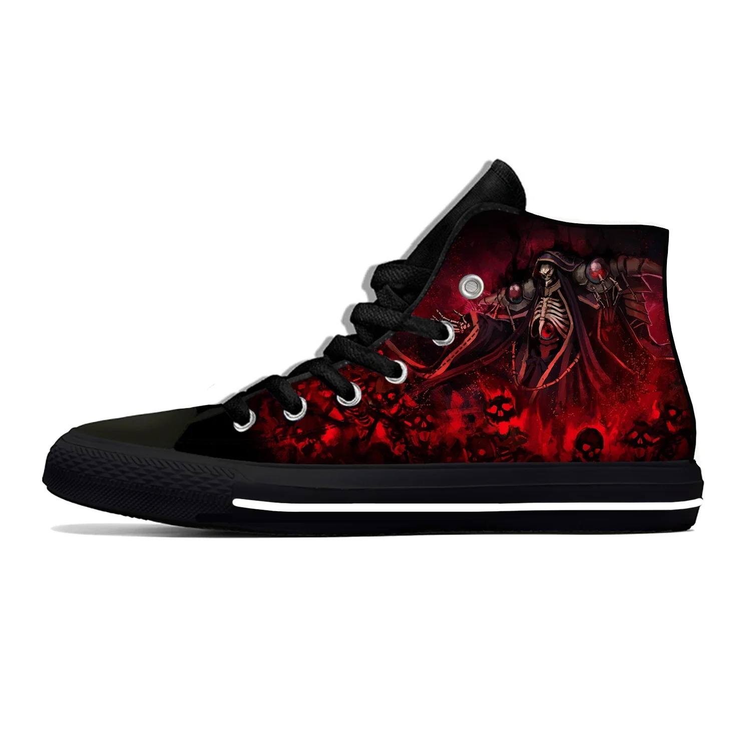 Hot Anime Overlord leichte schwarze Stoff 3D-Druck lustige Mode High-Top-Leinwand Schuhe Herren Damen lässig atmungsaktive Turnschuhe