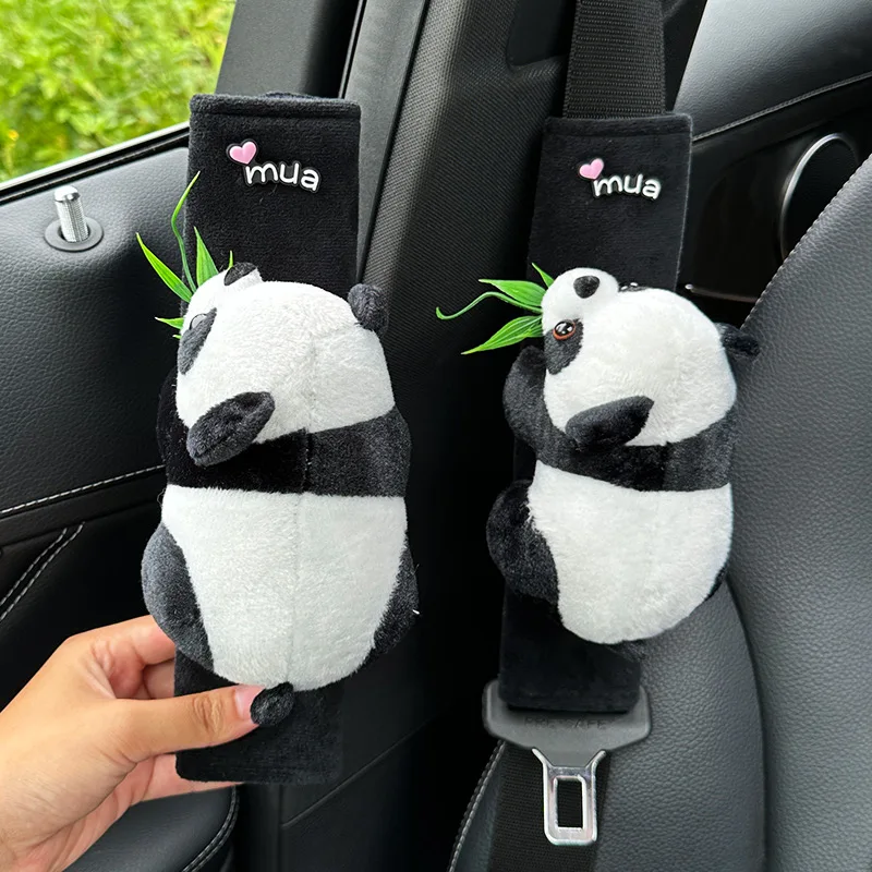 Animation Panda  Kawaii Car Seat Belt Plush Shoulder Cover .Cute cartoon animal Children's seat belt decoration