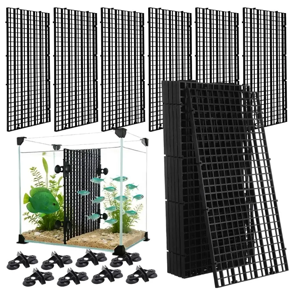 14/28pcs Fish Tank Plastic Grid Divider Strong Suction Cups Aquarium Partition for Breeding & Fighting Isolation YMY