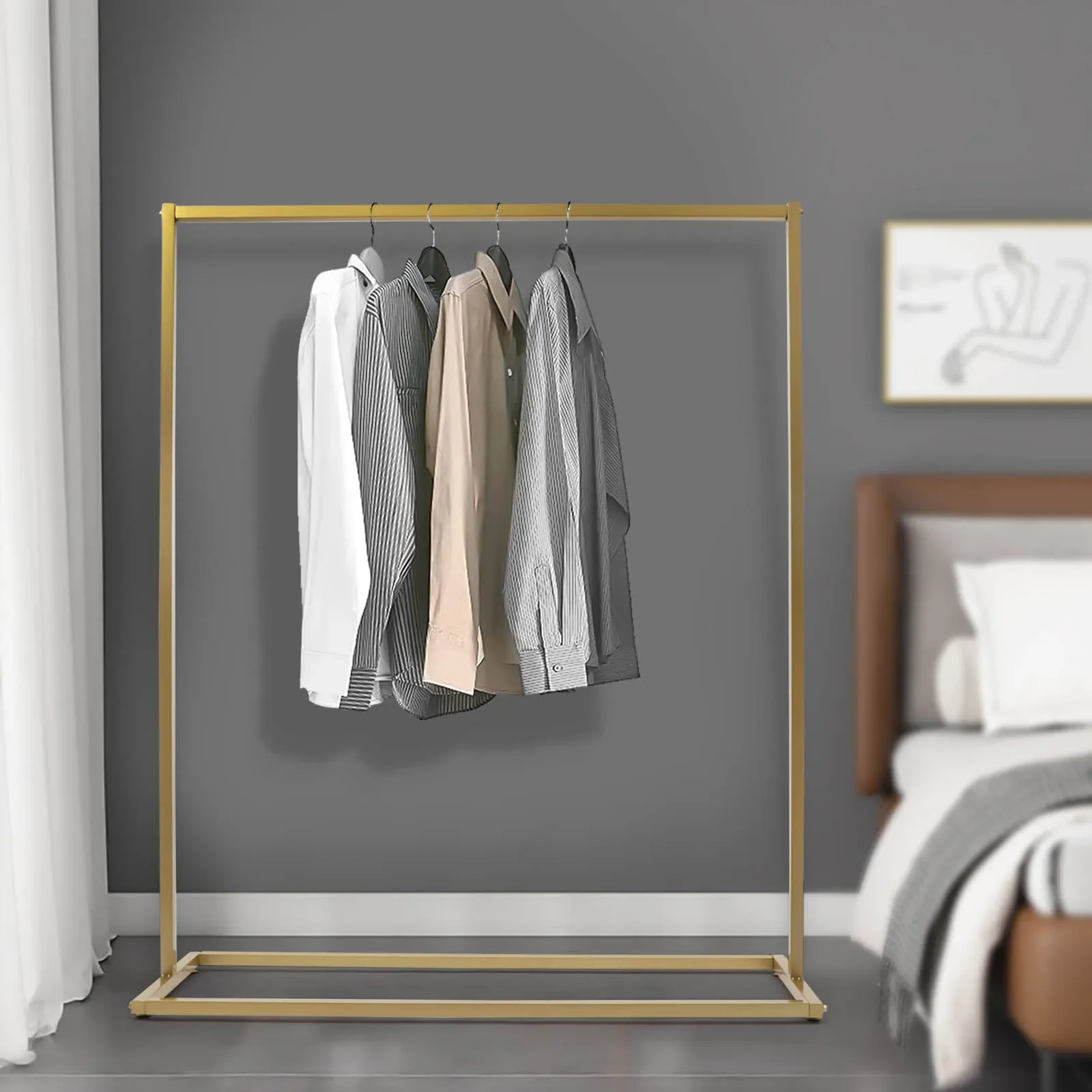 

Retro Garment Dress Hanging Display Stand Metal Clothes Rack Clothes Hanger Gold Heavy Duty Metal Garment Rack Modern Clothing