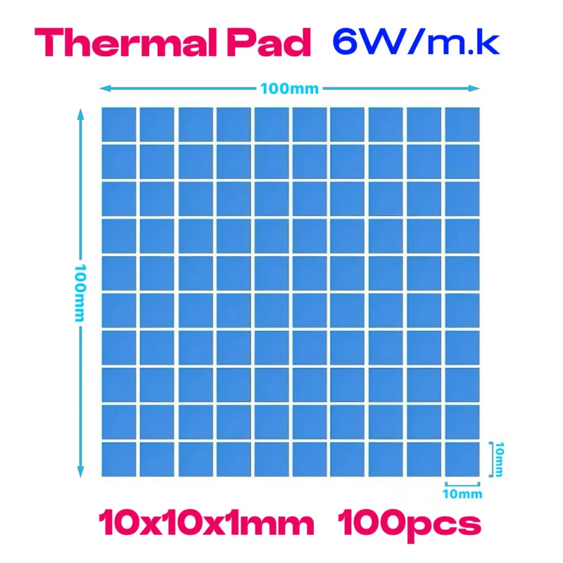 6 واط/mk 10 مللي متر * 10 مللي متر 100 قطعة الأزرق سيليكون وسادة حرارية المبرد التبريد موصل IC لوحدة معالجة الرسومات وحدة المعالجة المركزية
