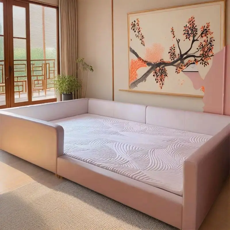 Two-child parent-child family of four beds Master bedroom tatami simple widening splicing oversized guardrail Three-child leathe