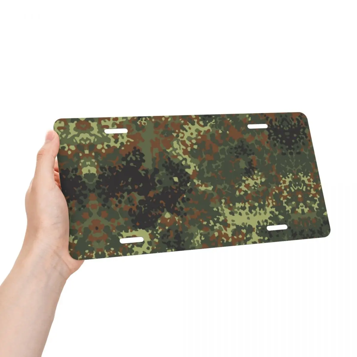 Flecktarn Camo License Plate Cover Military Army Camouflage Decoration Vanity Tag Aluminum Metal License Plate Sign 6x12 Inch