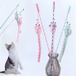 Elastic Rod Interactive Fun Cat Toys Striped Plush Long Tail Mouse Shape Teasing Cat Stick Pet Toys Pet Supplies Pet Accessories