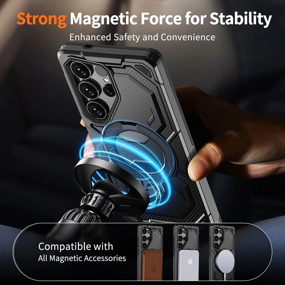 Magnetische Sagsafe Armor Hülle für Samsung S26 S25 S24 S23 Plus Ultra FE Edge A56 A55 A36 A35 A26 A25 A16 A15 A06 mit kabellosem Laden – Detail 5