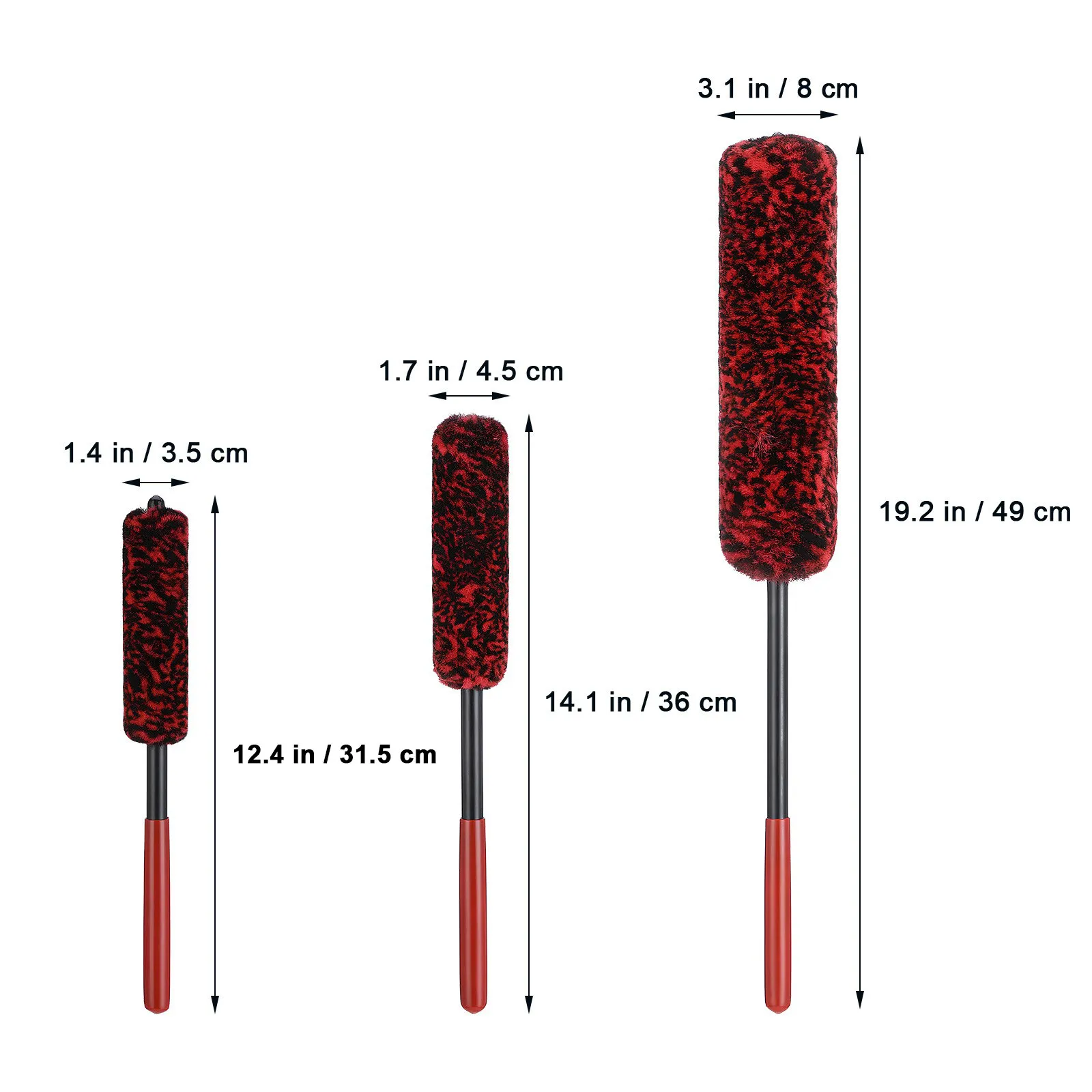 3Pcs Automotive Tire Brush Set Dense Bristles Wheel Scrub Brush Car Washing Tool for Spoke Crevices Hubcap Rim Detailing