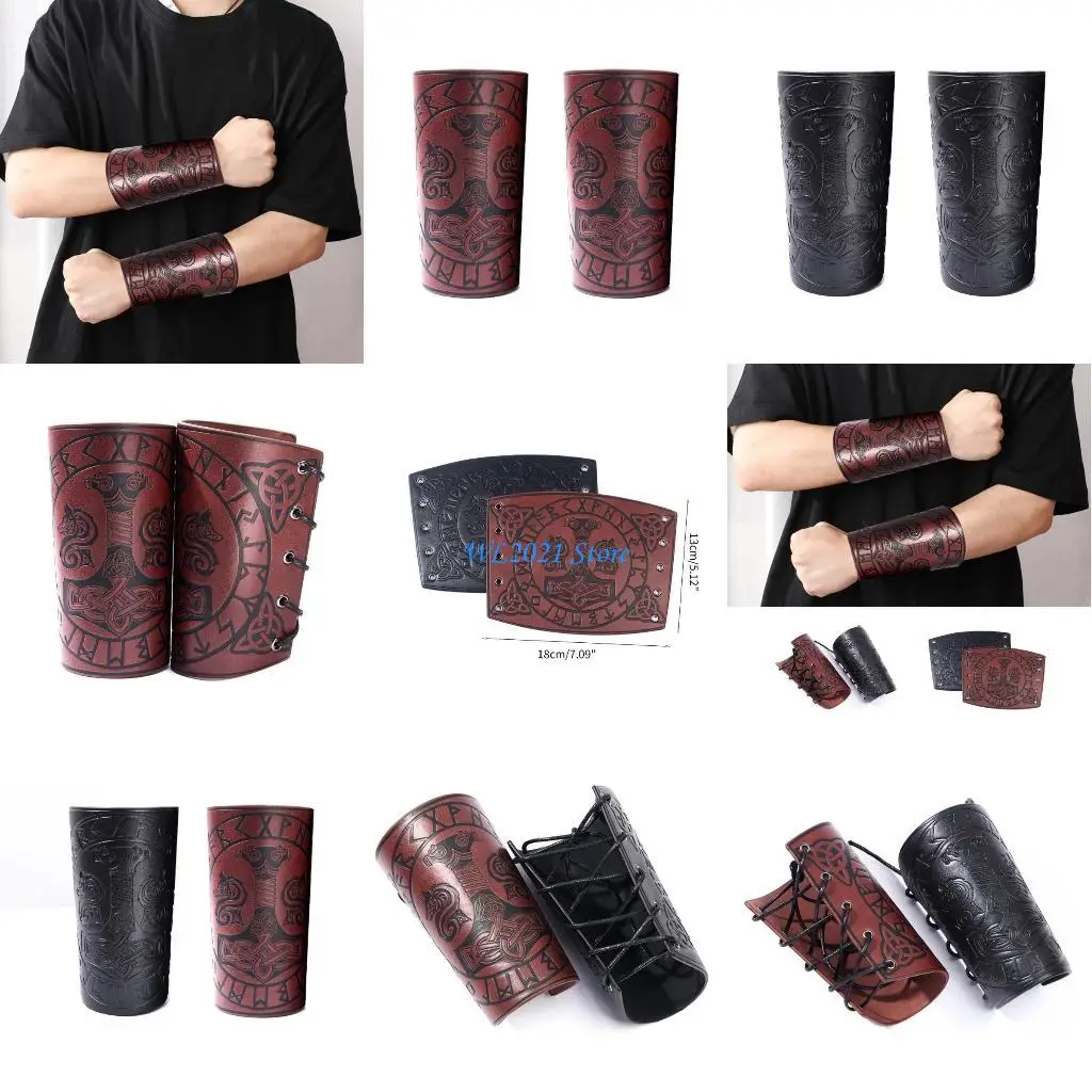G5GC armadura Medieval para hombres, calentadores brazos para Cosplay con cordones, guantelete caballero pirata Vintage,