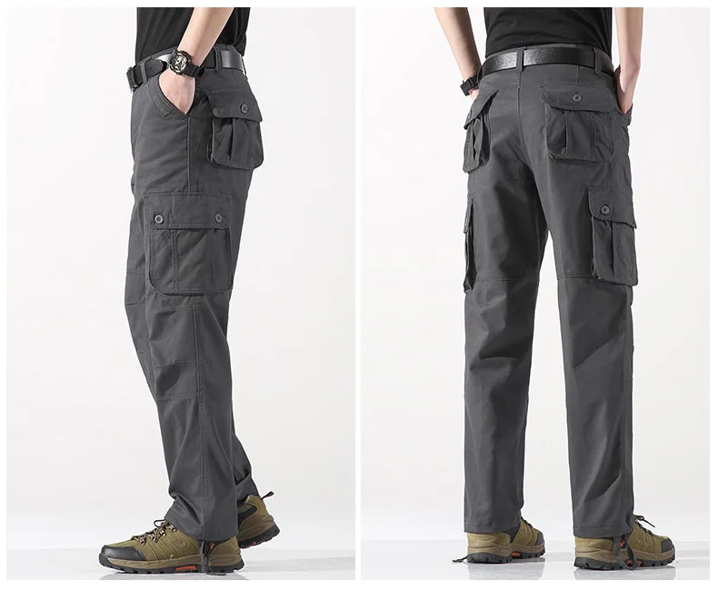 2026 Herren Outdoor Casual Taktische Cargohose mit Mehreren Taschen Baumwoll-Overalls Frühling Herbst Herren Wander- und Arbeitshose Übergroß 44 – Detail 21