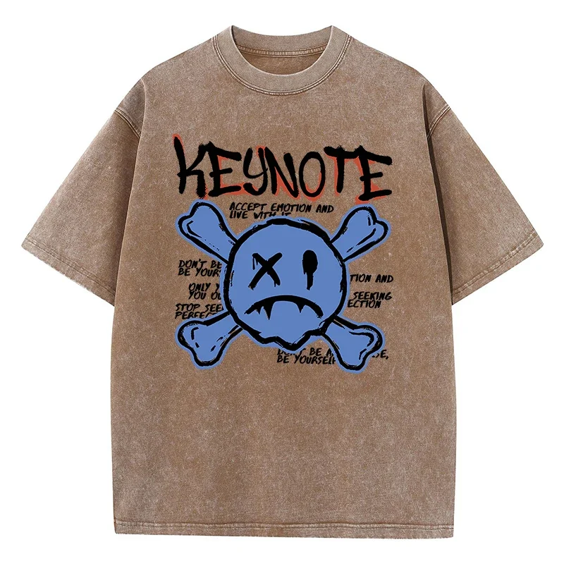 Keynote Accepts Negative Emotions Print Tees Homme Versatile Casual T Shirts Aesthetic Hip Hop T-Shirt Harajuku Cotton Clothing