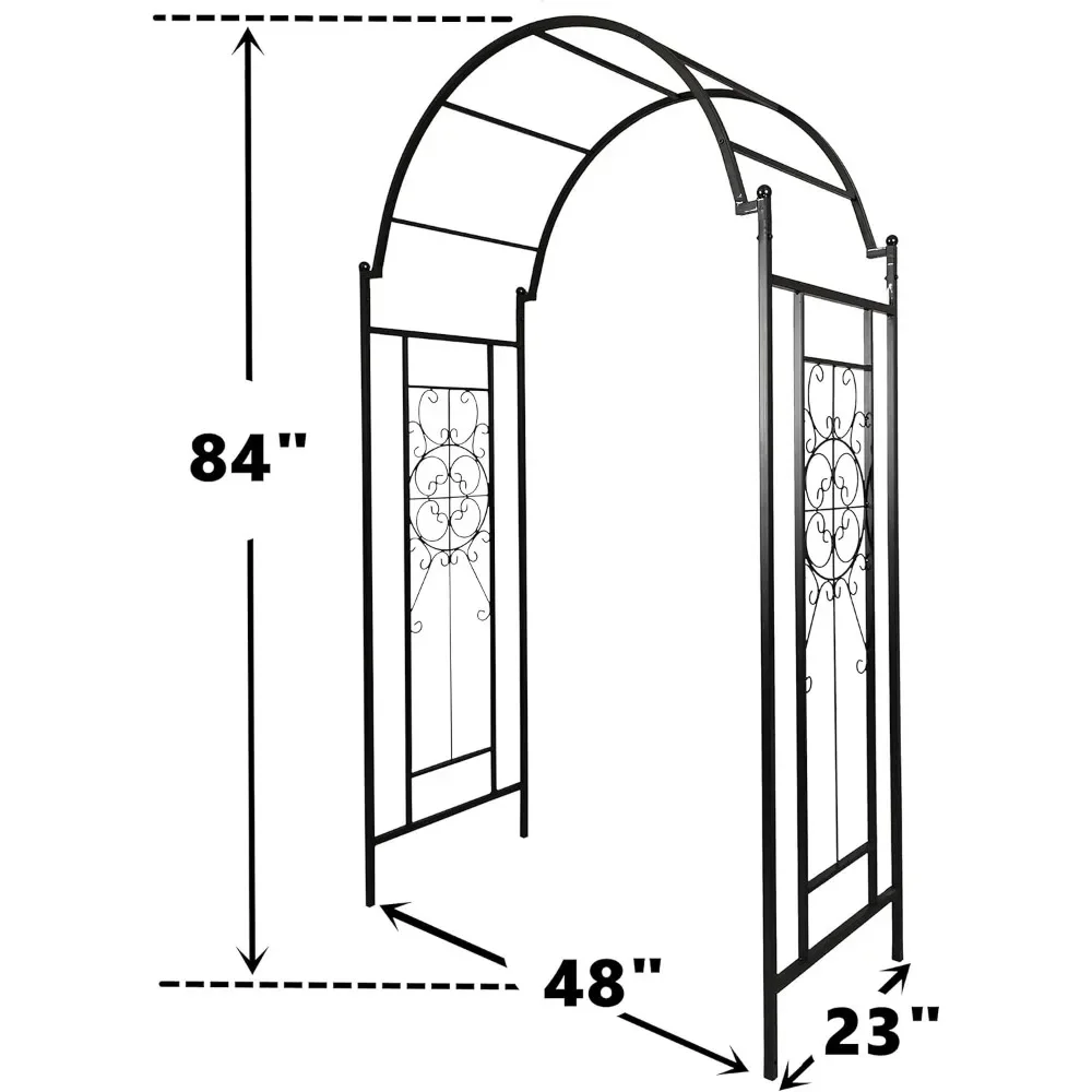 Garden Arch Trellis Archway for Climbing Plants Roses Vines Support Rack, Outdoor Garden Lawn Backyard Patio, Matte Black