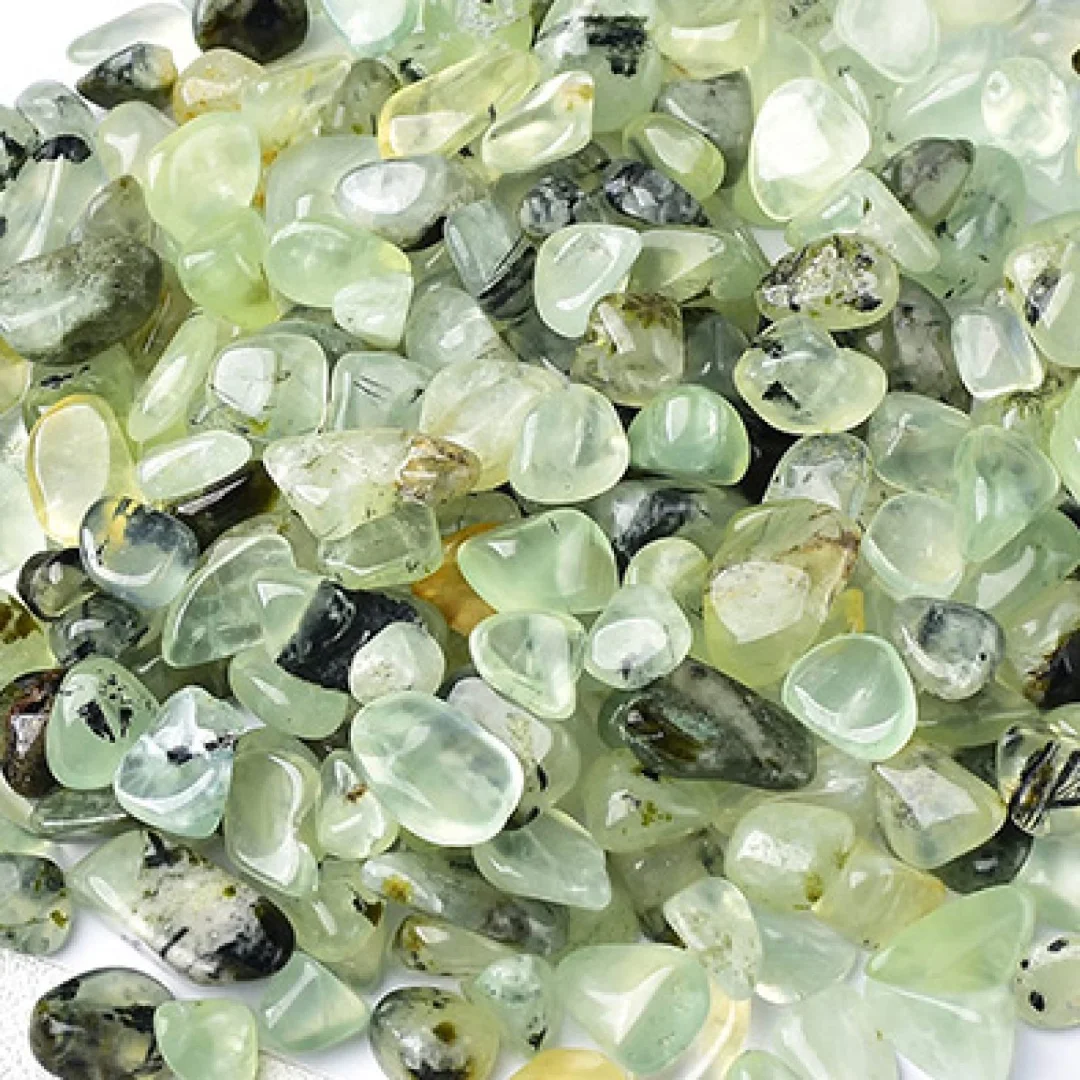 3–12 mm natürliche goldene Prehnit-Steinsteine, Kristallquarz-Chips, goldene Prehnit-Mini-Chips mit halbgetrommeltem Edelstein