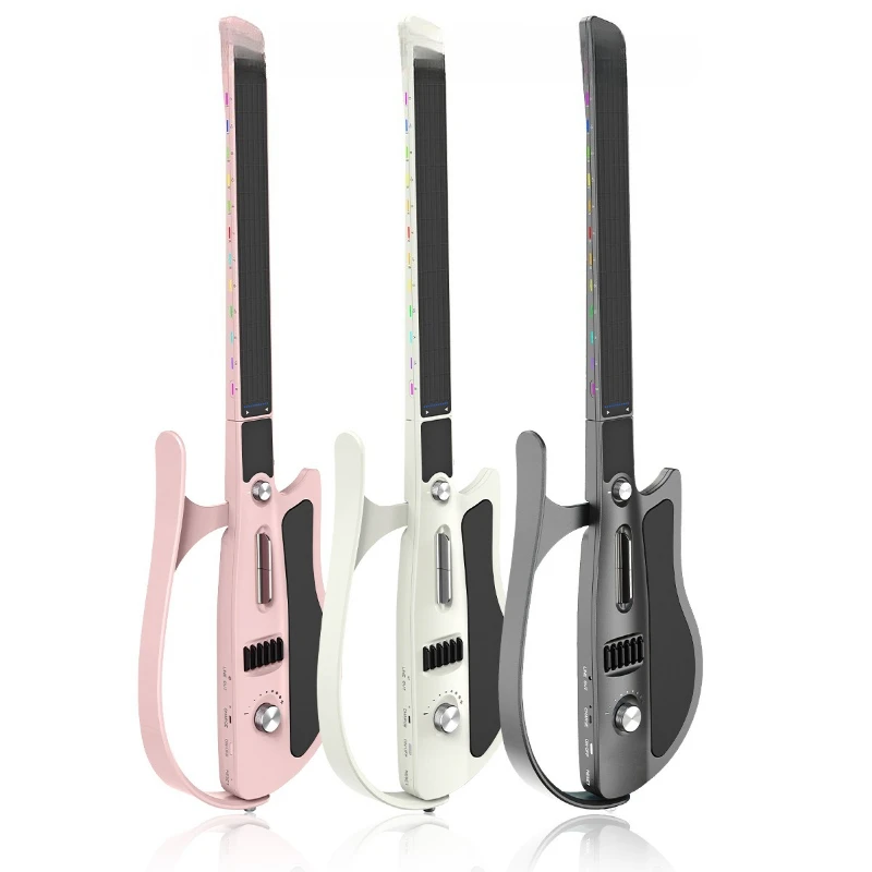 Stringless guitar, fusion backing track smart electric guitar, playing and singing, one person smart guitar