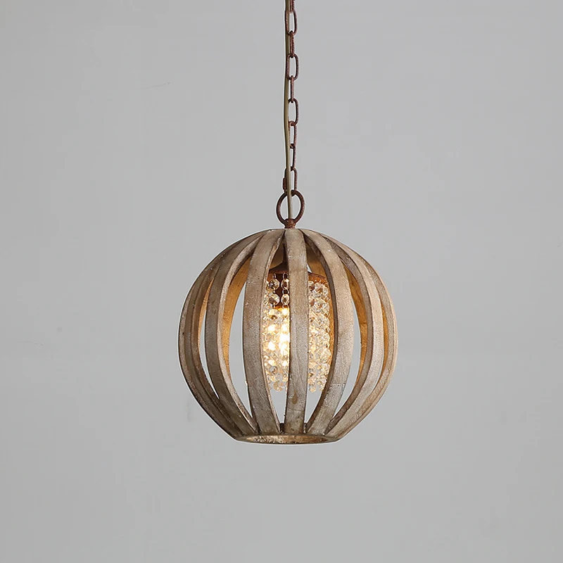 

Vintage Wood Pendant Lamp American Rural Dining Room Living Room Kitchen Bar coffee shop Decoration Chandelier Light