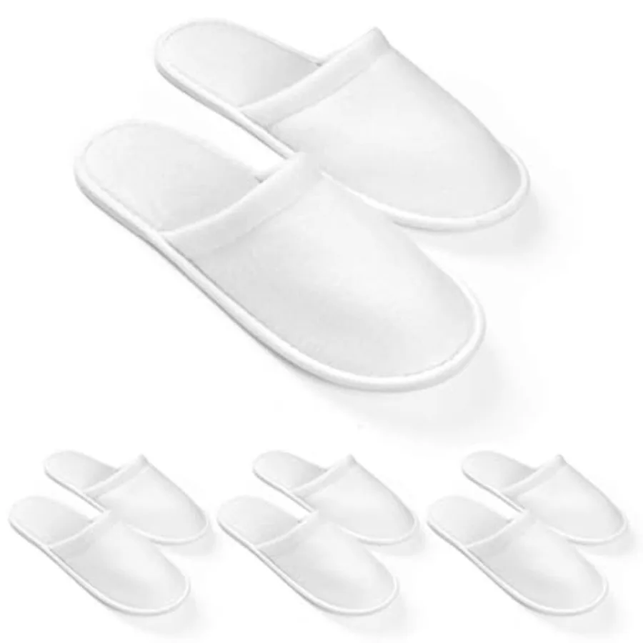 

Disposable Slippers For Guests, Bulk White Slipper Pack For Hotel, Spa, Travel, Shoeless Home, Fits up to Adult