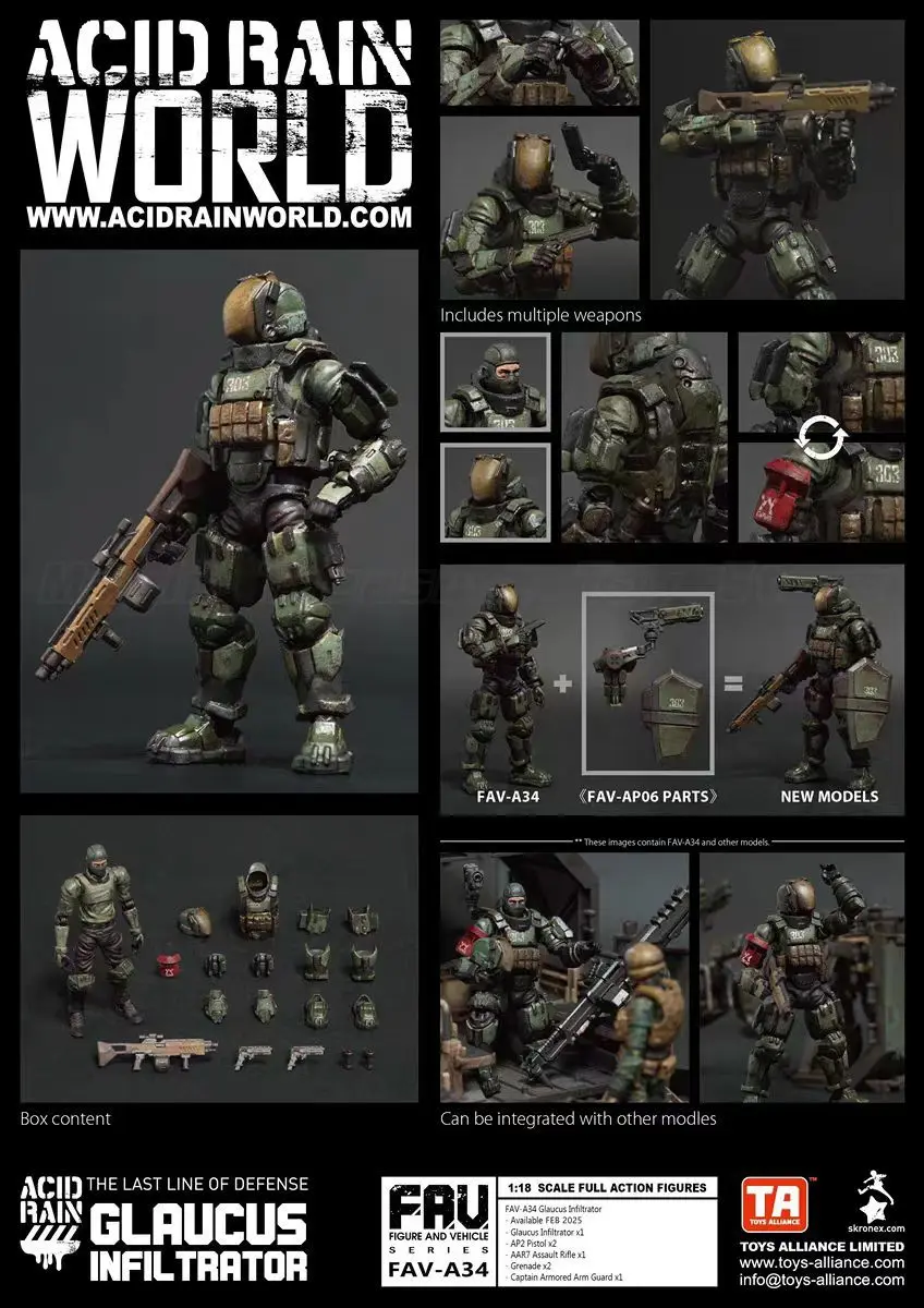 【Pre-sale】 Acid Rain War FAV-A34 Glaucus Infiltrator 1/18 Action Figure Model Toy Ornament