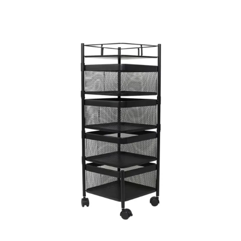 Multi-layer rotating vegetable storage rack 5-layer with wheels space saving kitchen pantry dining room easy to clean