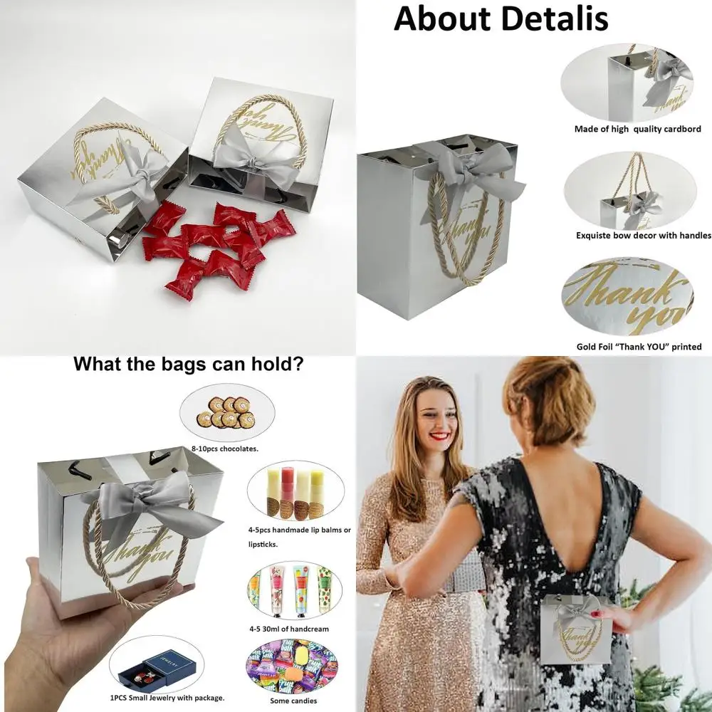 

100 Pack Miniature Silver Gift Bags with Handles for Various Celebrations and Favors