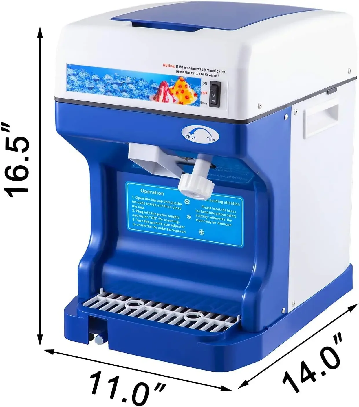 Electric Shaved Ice Machine 250W Snow Cone Maker Tabletop