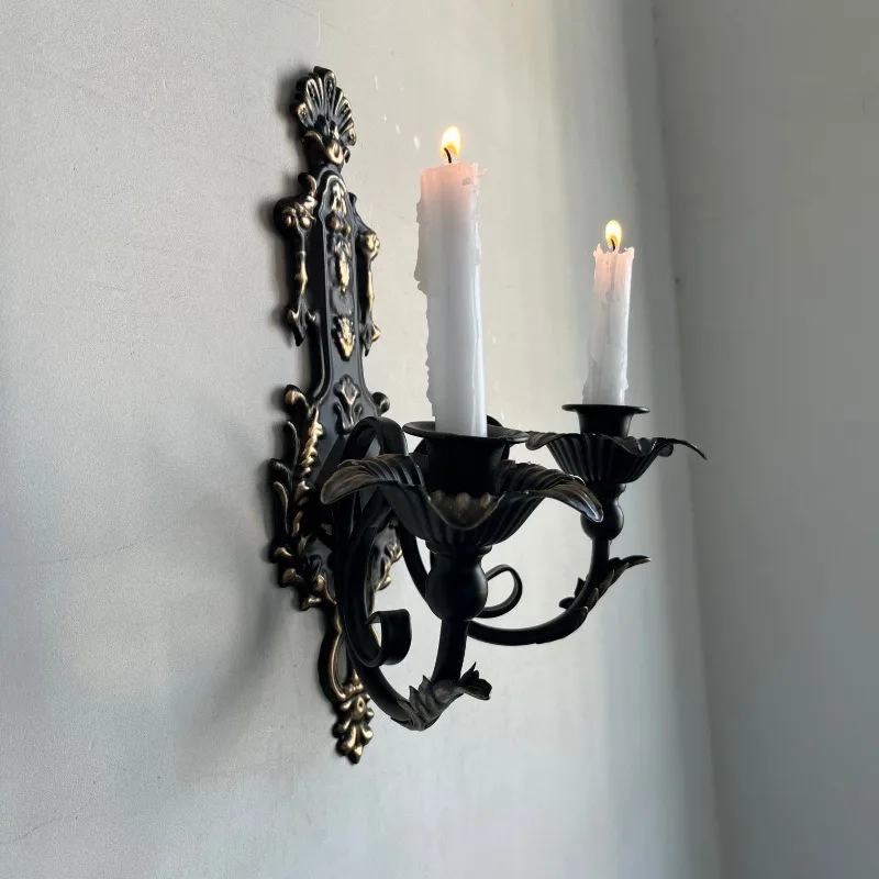 2 PC Candle Holder Home decoration Retro Candlestick for Candles Wedding Home Bedroom Yard Banquet Living Room Wall Sconce
