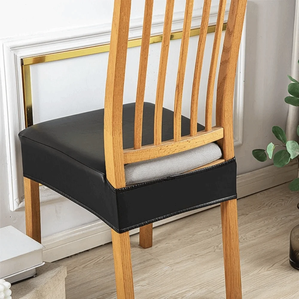 Square Shape PU Leather Chair Cover PU Leather Oil-resistant Waterproof Seat Protectors Anti-dirty Protection Easy Installation