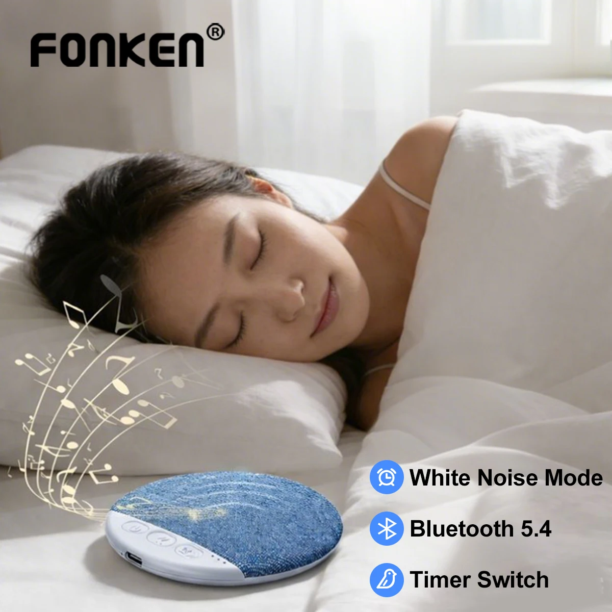 New Bluetooth Pillow Speaker Wireless Sleep Music Player Under Pillow White Noise Machine 9D Stereo Timer Auto-Off for Insomnia