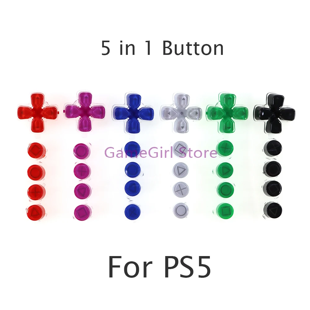 

50sets Plastic Crystal Buttons For PlayStation 5 PS5 Controller ABXY D-Pad Driection Function Key Kit