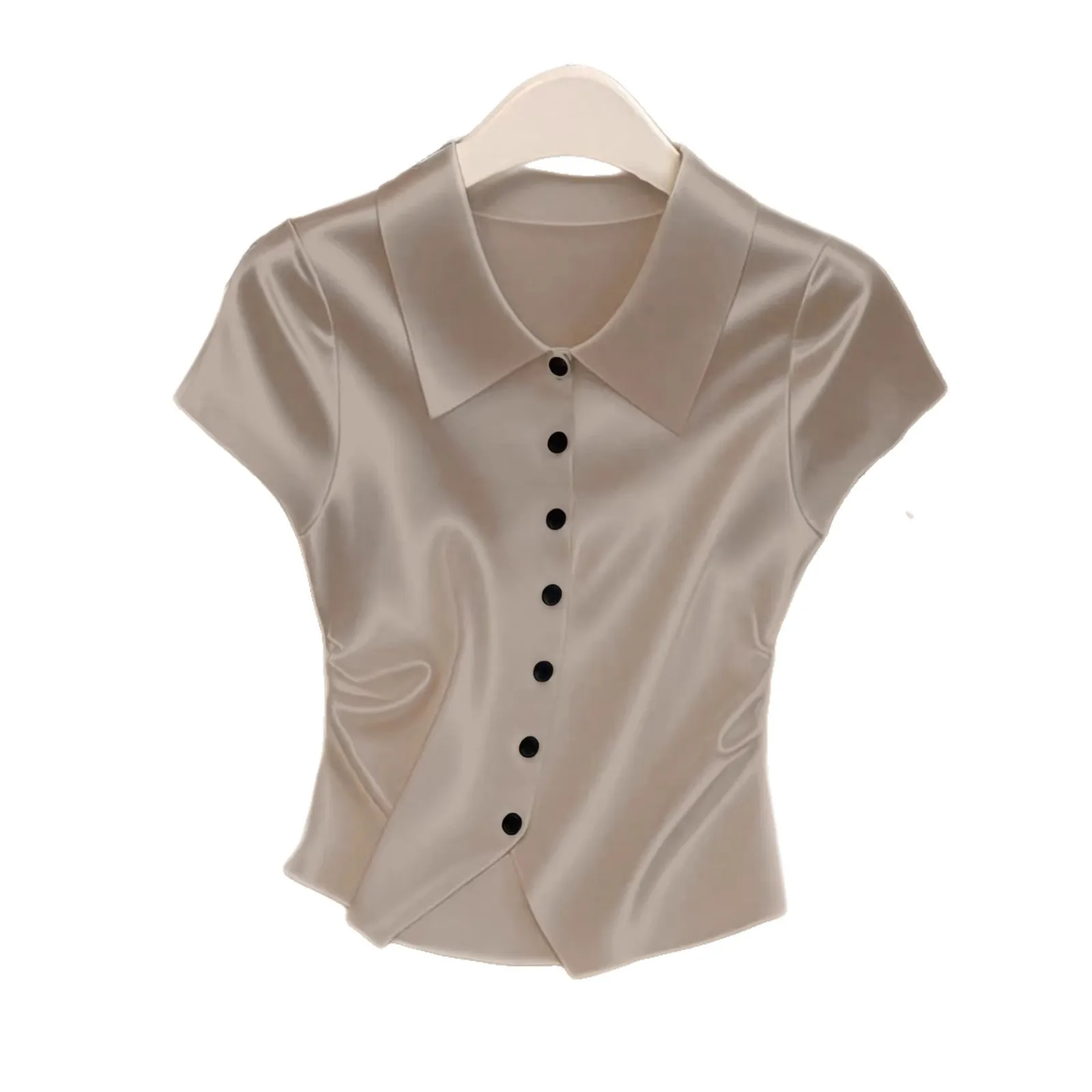 

Весна 2026: Новая элегантная простая деловая повседневная модная женская блузка с коротким рукавом