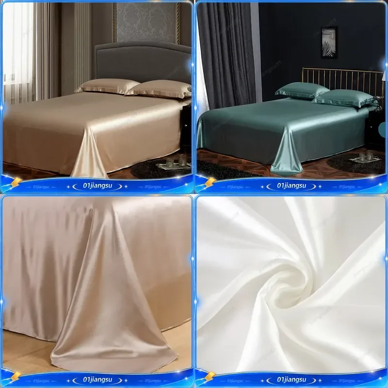 25MM 100% Mulberry Silk Flat Sheet Seamless Bedding for 2 People Single Double Size Luxury Soft Hypoallergenic Home Textile