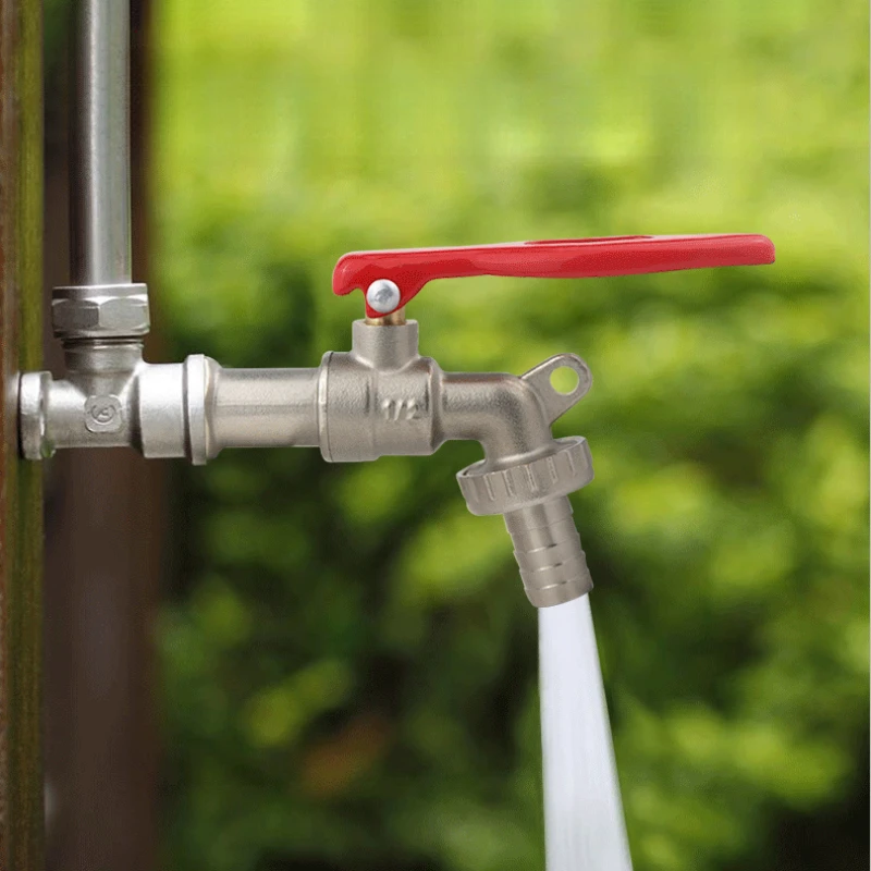 Solid Brass Lockable Outdoor Faucet Frost Proof High Flow Garden Water Tap Hose Bib for Washing Machine Yard