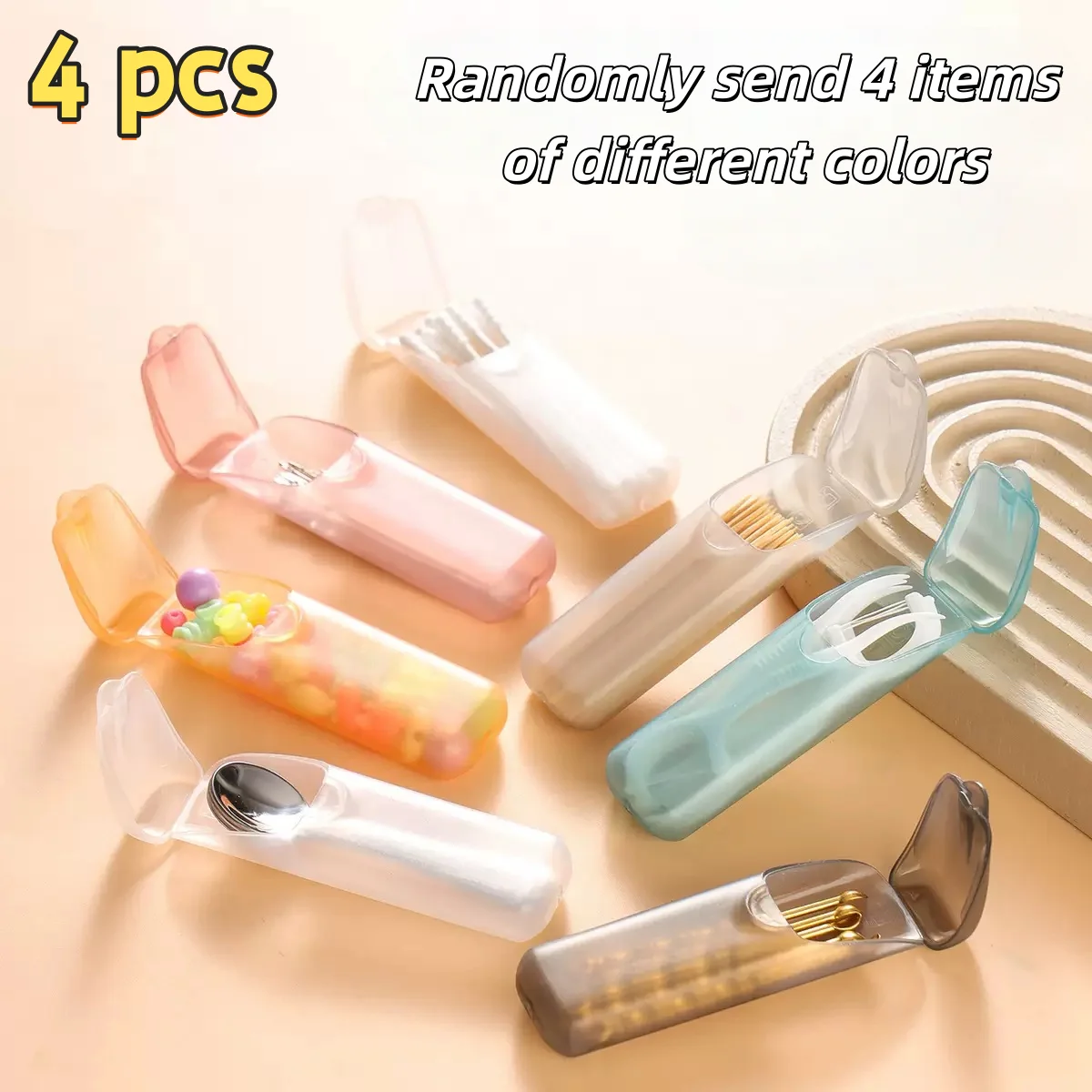 4 Travel Mini Storage Boxes, Multifunctional Portable Small Pill Cases & Cotton Swab Storage Boxes