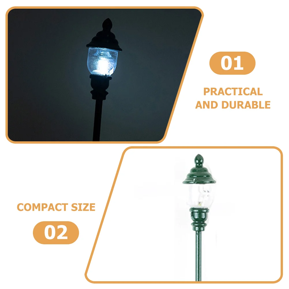 4 Pcs Model Garden Light Decorative Mini Lamp Decorate Small Street Stainless Steel Plus Abs House Decoration Child