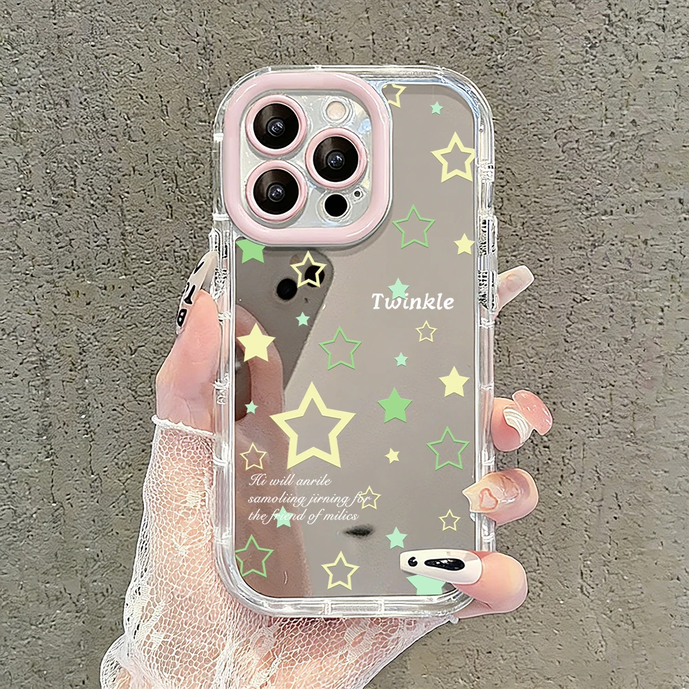 Einfache Stern-Polka-Dots Air-Cushion-Spiegel-Handyhülle für iPhone 17 15 14 16 Pro Max 13 12 11 Pro XR XS 7 8 Plus 17Air Girl Cover – Detail 22