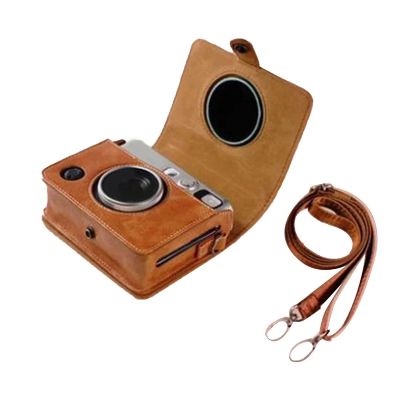

AT82-PU кожаная сумка для камеры для Fujifilm Instax Mini EVO защитный чехол с плечевым ремнем для хранения аксессуаров для камеры D