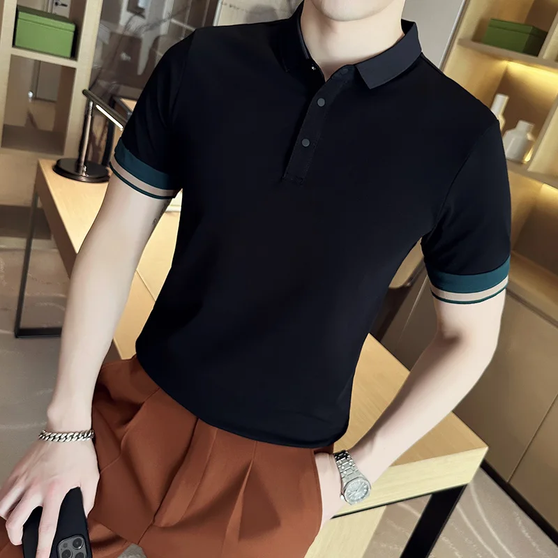 2023 New Summer Men Polo Shirt Printed Fashion Lapel Breathable Casual Tees Tops Short Sleeve Hip Hop Polos Shirts S-4XL