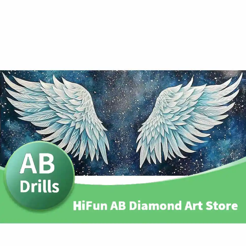 AB Drills DIY Diamond Painting Mosaic Hand Painted Abstract Angel Wings Full Round Square Painting Decor Rhinestone Pictures