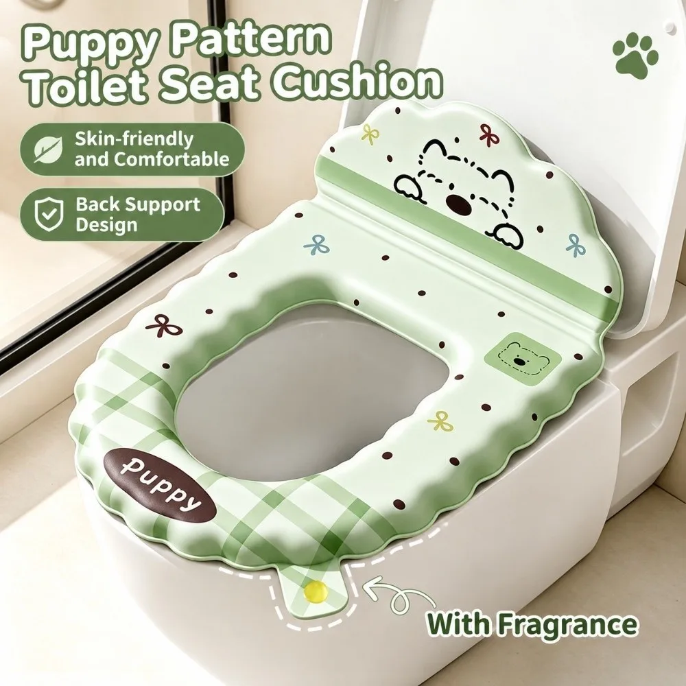 EVA Backrest Toilet Seat Cover Thickened Cartoon Dog Toilet Mat with Handle Self-adhesive Aromatherapy Toilet Seat Cushion