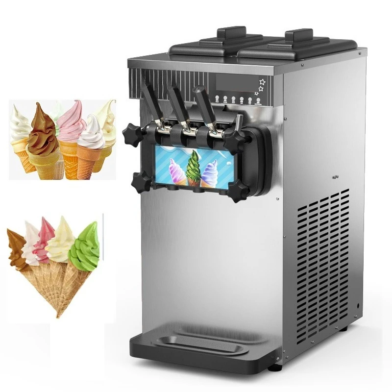 Small desktop three-flavor soft ice cream maker soft ice cream maker
