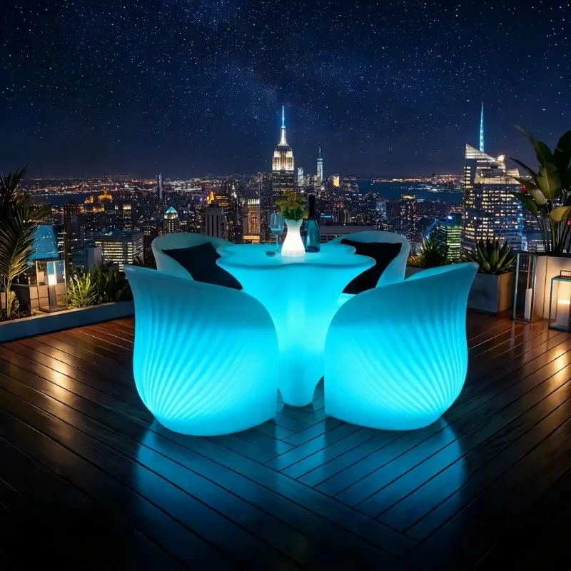 Modern Led Glow bar Furniture Set Waterproof Outdoor Light up Table and Chairs for Nightclub Party Event - Factory Direct Price