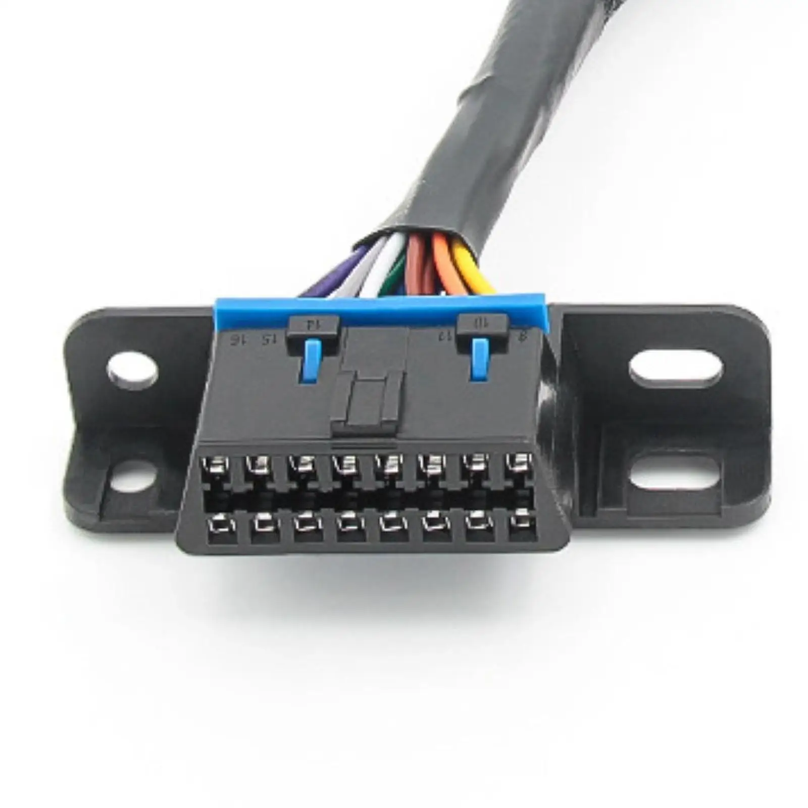 Cabo obd2 de 16 pinos, conector de fiação automática, chicote de cabos 12 "/30cm com suporte de montagem underdash, kit de reparo, cabo rabo de porco