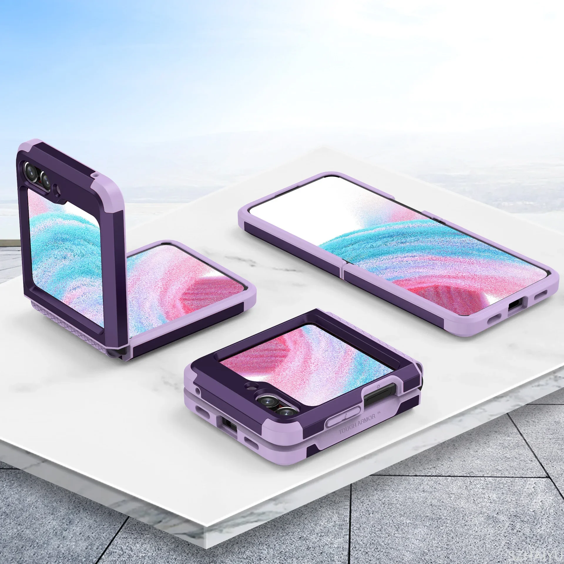 Armor Hinge Integrated Phone Case for Samsung Galaxy Z Flip 6 5 4 3 Flip5  Flip6 5G Hard Protective Cover Electroplated