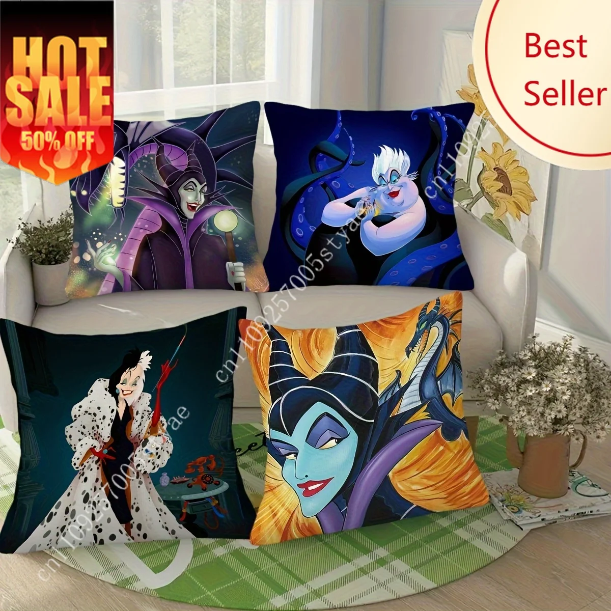 

Villains Queen Disney Pillowcase Cartoon Pillow Case Sofa Bed Decoration Child Holiday Party Boy Girl Gifts Custom Pillow Cover