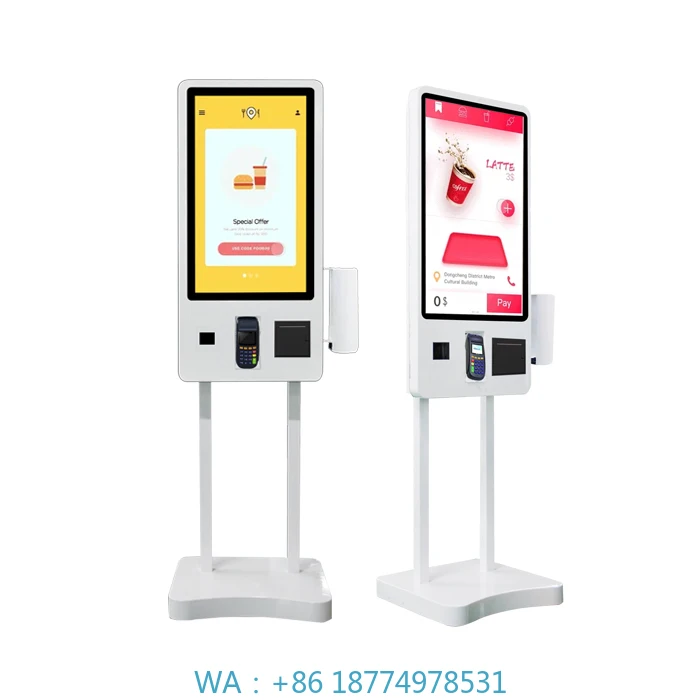 LCD Kiosk With Waiter Queuing System 32inch Restaurant Fast Food Self Ordering