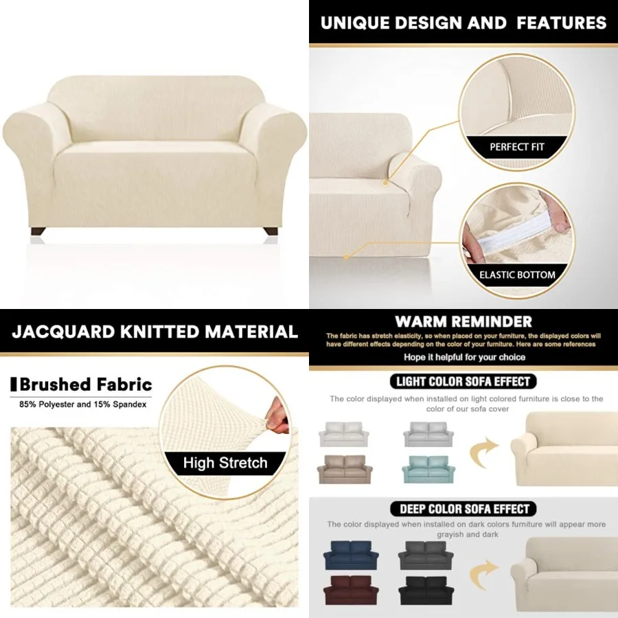 

Stretch Cover Slipcover Couch Cover for 2 Cushion Washable Cover for Pets Friendly Furniture Protector Covers with Non Slip Bot