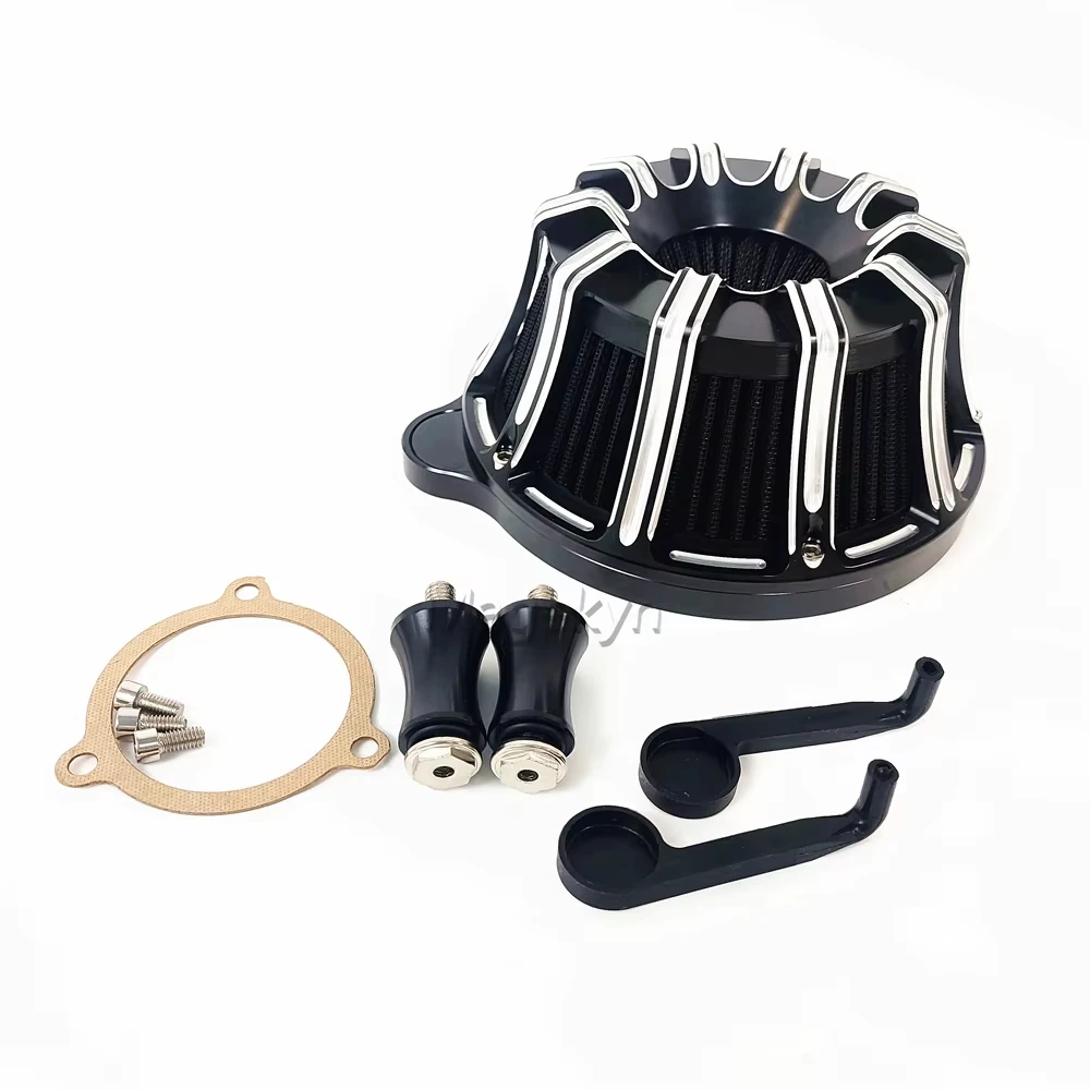 

For Harley Softail Heritage Fat Boy Street Bob Breakout Dyna Motorcycle CNC Aluminum Air Cleaner Intake Filter Black Element